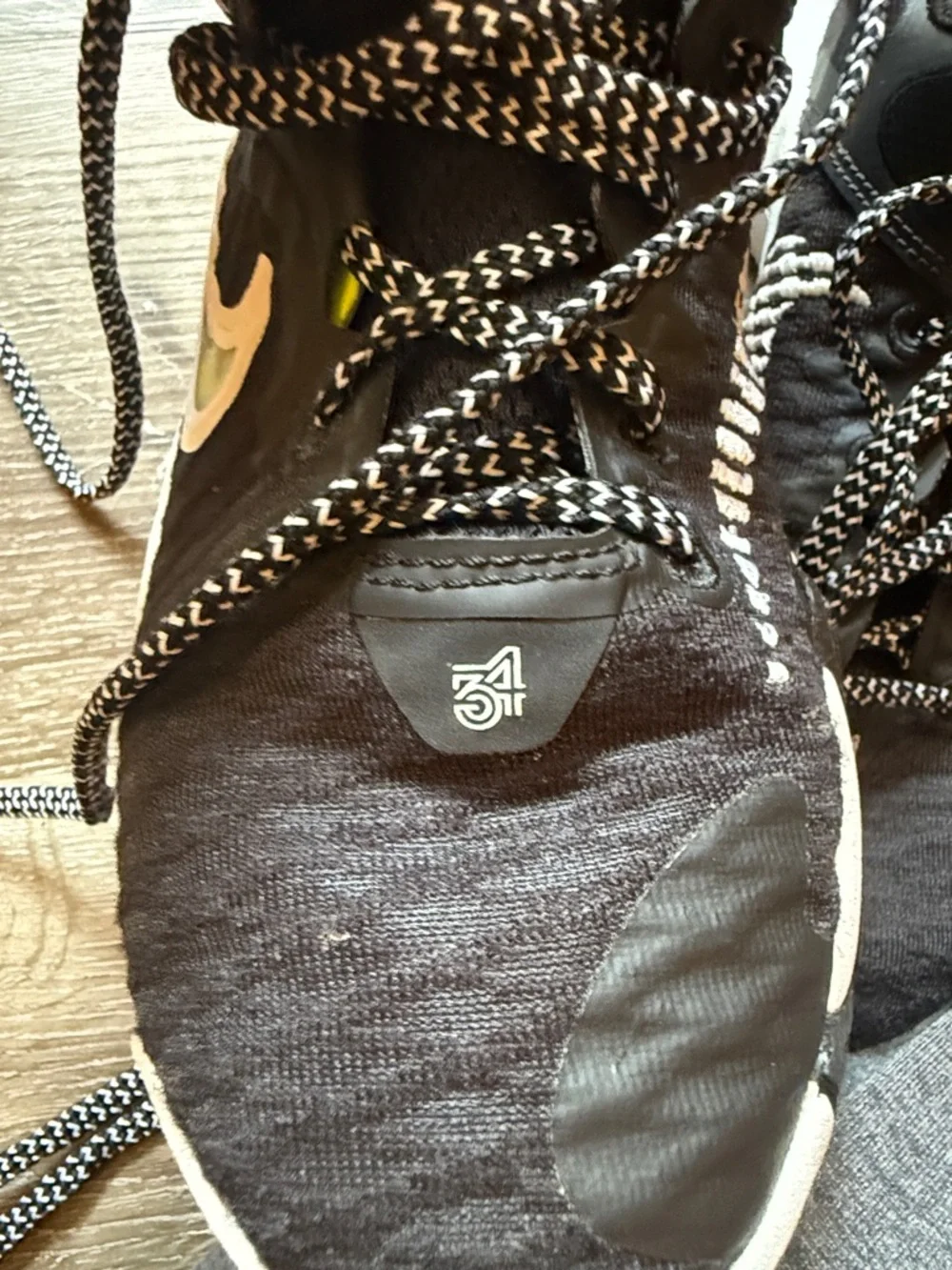 Nike Black and White Running Shoes with Lime Swoosh Accents